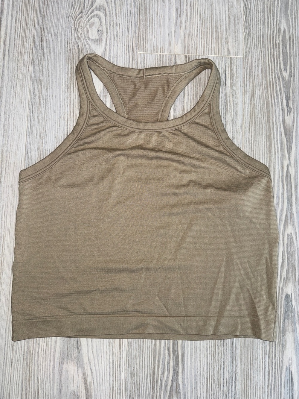 lululemon athletica Olive Taupe Ribbed Racerback Crop Tank